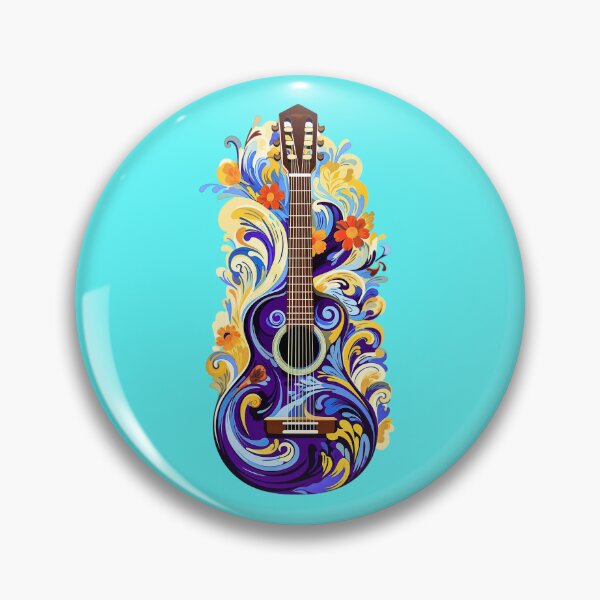 Item preview, Arte floral de guitarra acústica: diseño musical colorido designed and sold by Kruti Collection.