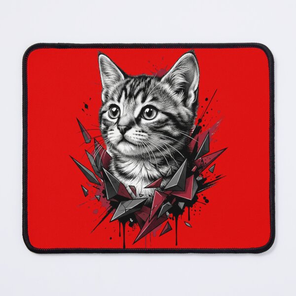 Item preview, Exploding Geometric Kitten – Neo-Traditional Trash Polka Cat Art designed and sold by Zippy Creation.