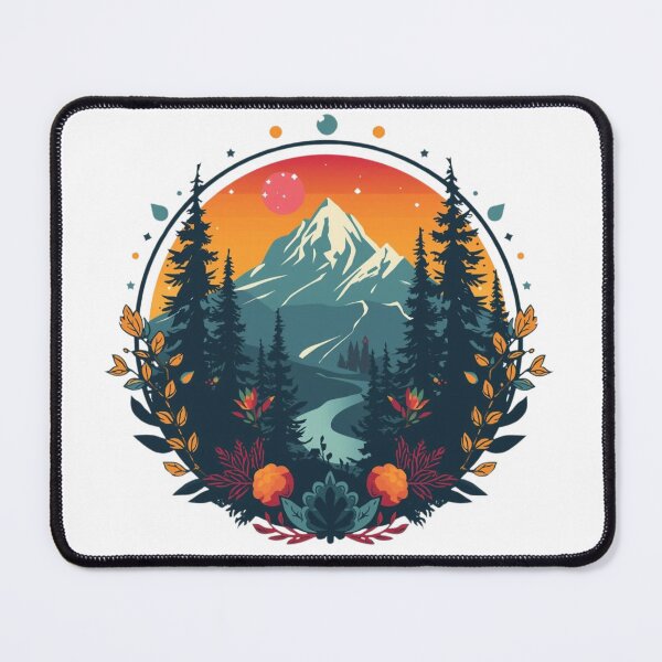 Item preview, Mountain Nature Badge Illustration | Geometric Pine Forest Sunset Art | Gorpcore Hiking Adventure Sticker Design designed and sold by HimBoo.