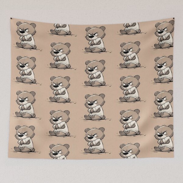 Item preview, Handmade drawing of grumpy teddy bear designed and sold by NivyasArtistry.