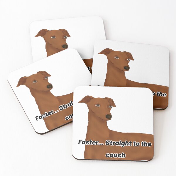 Item preview, Greyhound Cartoon – “Fast… Straight to the Couch” - funny Semirealistic dog design designed and sold by Crack-in-Colors.