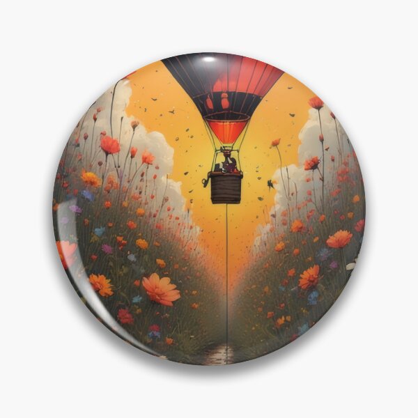 Item preview, Hot air balloon over a blooming flower field designed and sold by Mianku | Für das Leben.