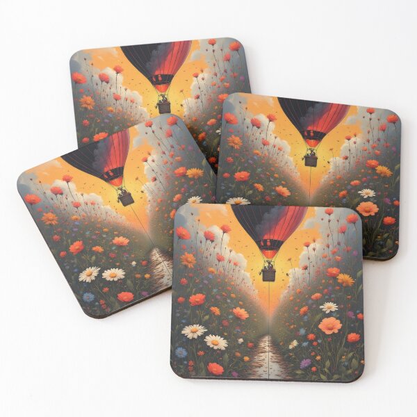 Item preview, Hot air balloon over a blooming flower field designed and sold by Mianku | Für das Leben.
