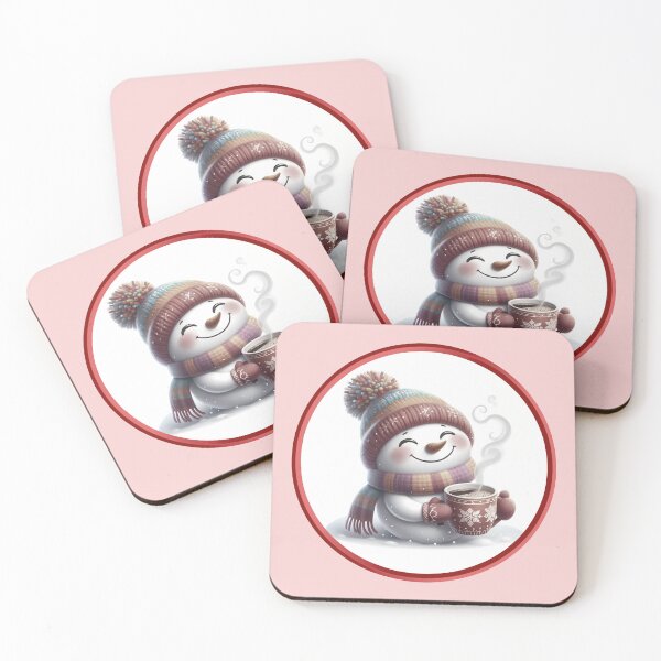 Item preview, Cute Snowman with Hot Chocolate – Winter Illustration designed and sold by Art-Arcade6.