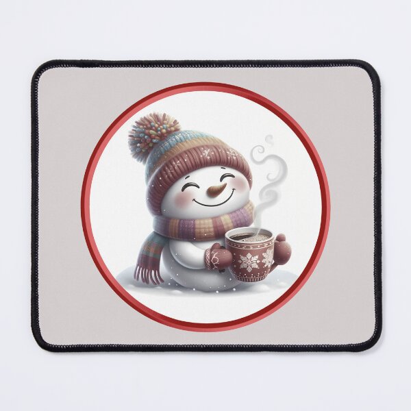 Item preview, Cute Snowman with Hot Chocolate – Winter Illustration designed and sold by Art-Arcade6.