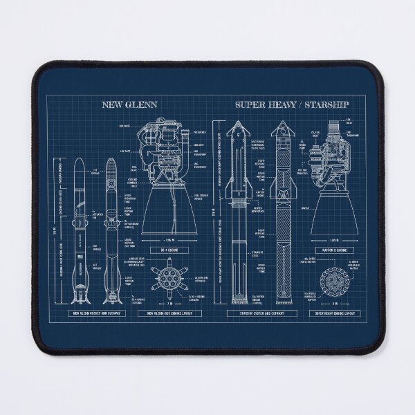 Item preview, New Glenn vs Super Heavy / Starship (Navy Blueprint) designed and sold by BGALAXY.