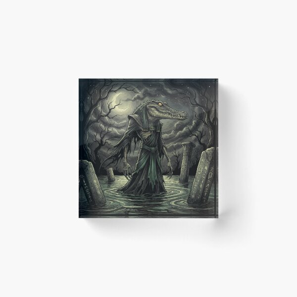 Item preview, Sobek Nile Crocodile Ancient Egyptian God Gothic style illustration designed and sold by Vintage Designs +.