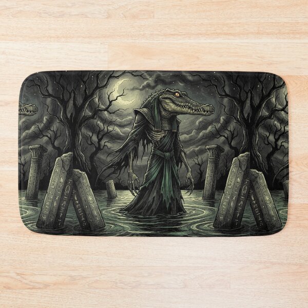 Item preview, Sobek Nile Crocodile Ancient Egyptian God Gothic style illustration designed and sold by Vintage Designs +.