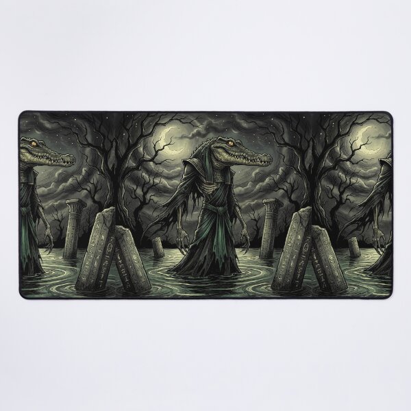 Item preview, Sobek Nile Crocodile Ancient Egyptian God Gothic style illustration designed and sold by Vintage Designs +.