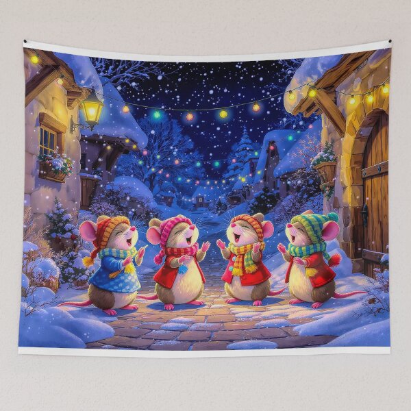 Item preview, Mice Carol Singers in Snowy Village Street designed and sold by acceleratorhams.