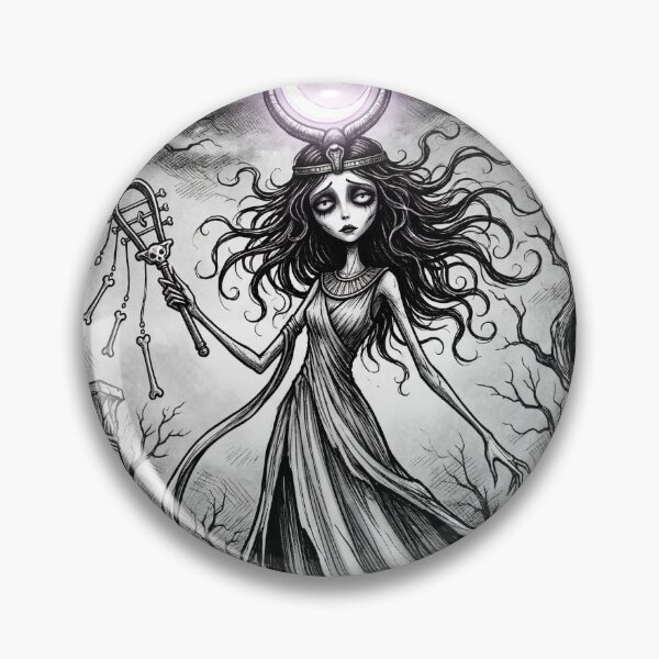 Item preview, Hathor Moon Sistrum Ancient Egyptian God Gothic style illustration designed and sold by Vintage Designs +.