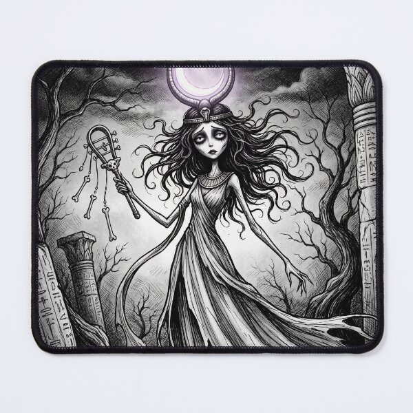 Item preview, Hathor Moon Sistrum Ancient Egyptian God Gothic style illustration designed and sold by Vintage Designs +.