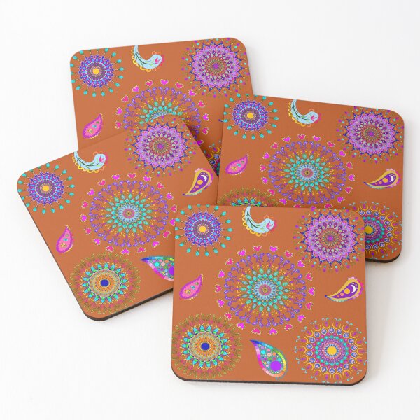 Item preview, Bright Mandalas and Paisley on Burnt Orange  designed and sold by JaygiesDesign.
