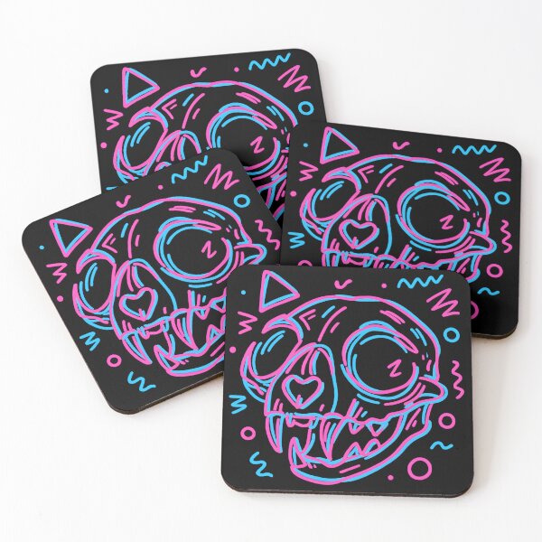 Item preview, Neon Cat Skull — Vaporwave Glow Illustration designed and sold by HBR-Graphics.