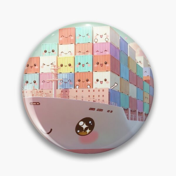 Item preview, Kawaii Pastel Container Ship – Rainbow Cargo Dream designed and sold by NordseeSteel.