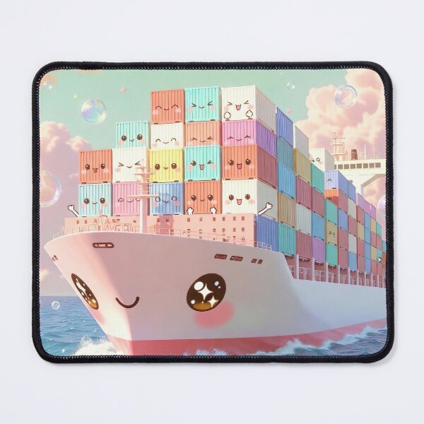 Item preview, Kawaii Pastel Container Ship – Rainbow Cargo Dream designed and sold by NordseeSteel.