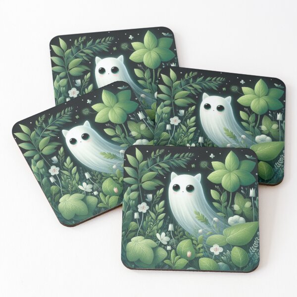 Item preview, Kawaii Forest Ghost Cat Cottagecore Art designed and sold by BigBlueArt.