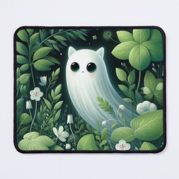 Item preview, Kawaii Forest Ghost Cat Cottagecore Art designed and sold by BigBlueArt.