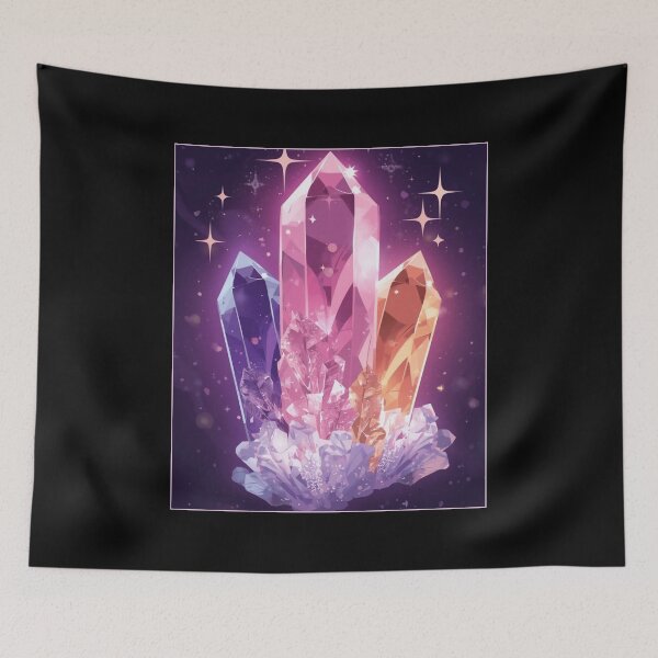 Item preview, Mystical Pop Cartoon Crystals – Amethyst, Rose Quartz & Citrine Aura Design designed and sold by CosmicNook1.