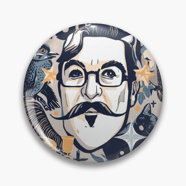 Item preview, Colonel Humor Portrait: Retro Maximalist Vector Art of a Dapper Man with Birds, Black Cat designed and sold by HimBoo.