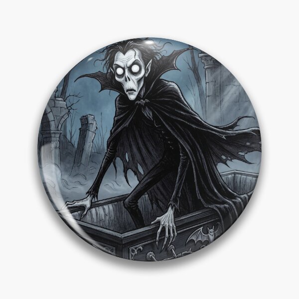 Item preview, Vampire Rising from his Coffin in a dark Crypt  illustration gothic vampire art designed and sold by Vintage Designs +.