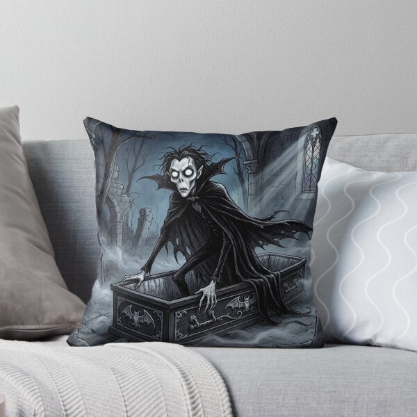 Item preview, Vampire Rising from his Coffin in a dark Crypt  illustration gothic vampire art designed and sold by Vintage Designs +.