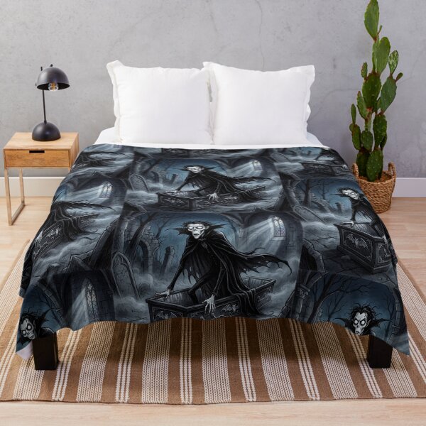 Item preview, Vampire Rising from his Coffin in a dark Crypt  illustration gothic vampire art designed and sold by Vintage Designs +.
