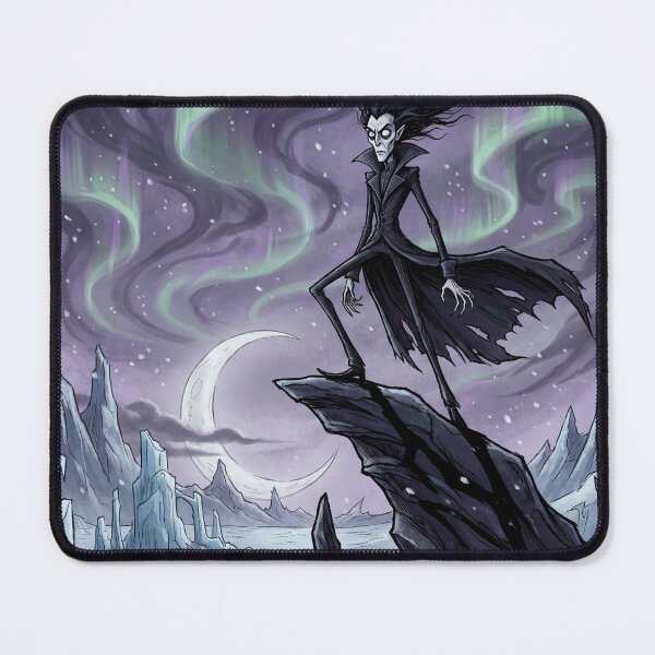 Item preview, Vampire in Iceland Tundra next to an Aurora illustration gothic vampire art designed and sold by Vintage Designs +.