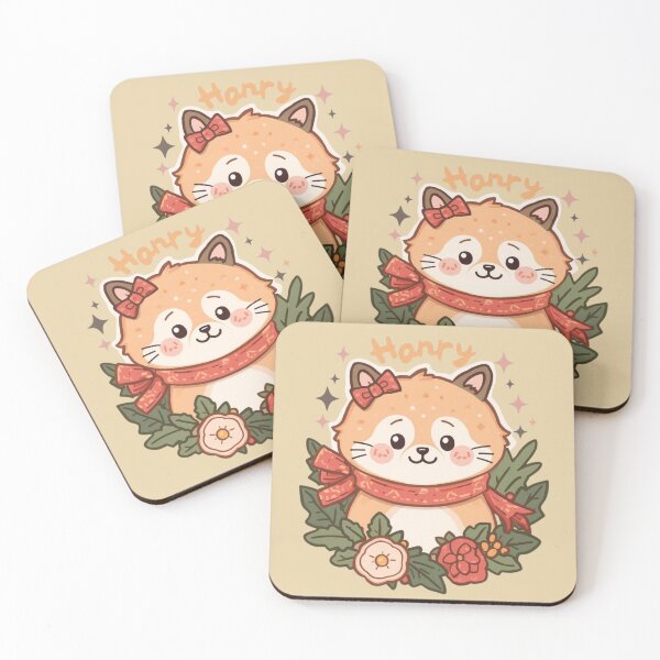 Item preview, Hanry Cozy Christmas Pet Portrait: Cute Kawaii Fox with Red Scarf and Bow, Wholesome Winter Holiday Aesthetic 2025 designed and sold by HimBoo.