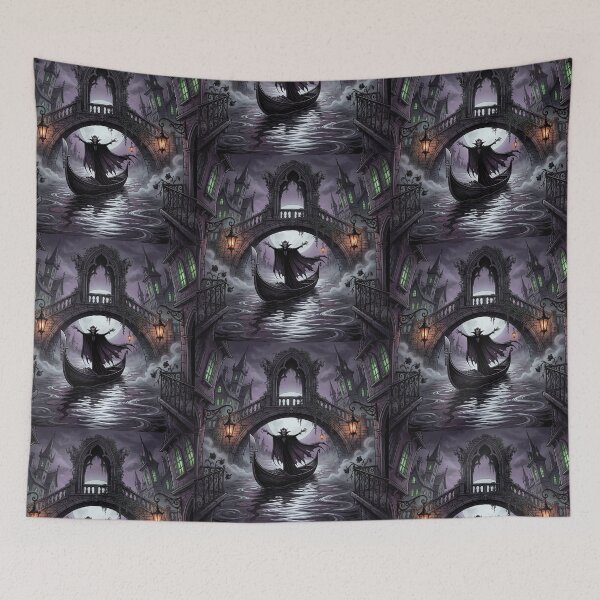 Item preview, Gothic Venetian Vampire in Venice illustration gothic vampire art designed and sold by Vintage Designs +.
