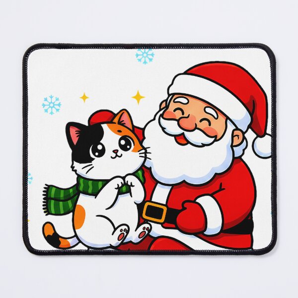Item preview, Calico Cat with Santa – Merry X’mas Whimsical Holiday Greeting Design designed and sold by meesub.