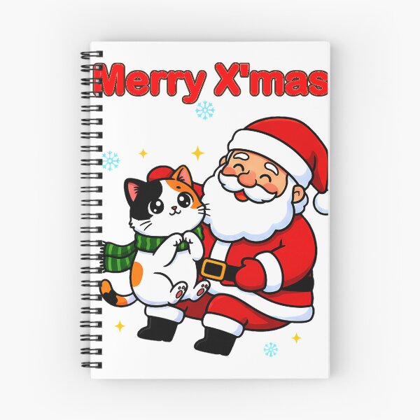 Item preview, Calico Cat with Santa – Merry X’mas Whimsical Holiday Greeting Design designed and sold by meesub.
