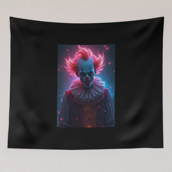 Item preview, Mystic Neon Clown With Electric Aura – Abstract Surreal Art designed and sold by OhmAuraArt.