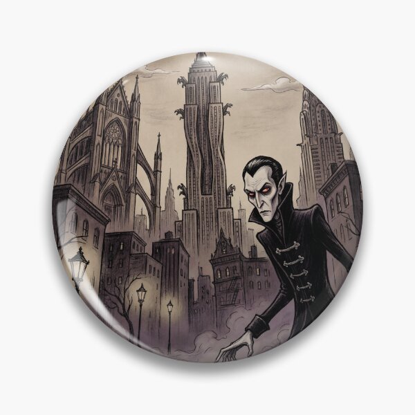 Item preview, Vampire in NYC at Midnight illustration gothic vampire art designed and sold by Vintage Designs +.