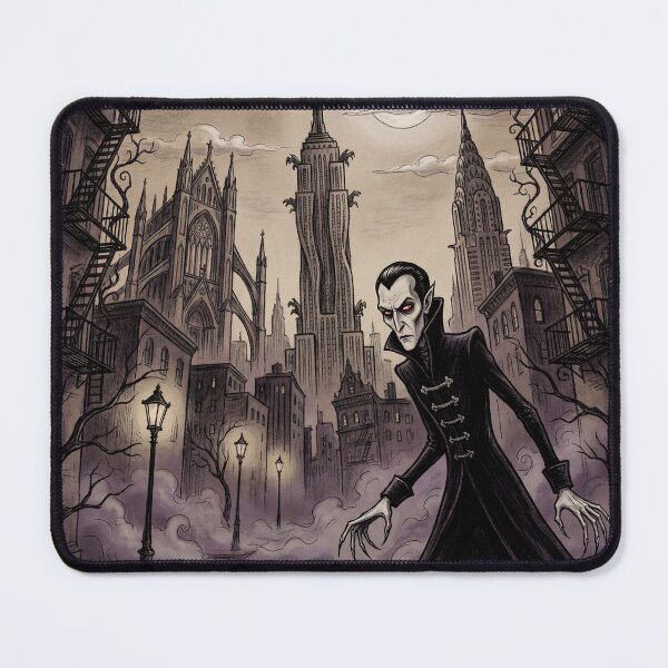 Item preview, Vampire in NYC at Midnight illustration gothic vampire art designed and sold by Vintage Designs +.