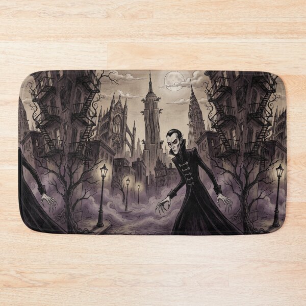 Item preview, Vampire in NYC at Midnight illustration gothic vampire art designed and sold by Vintage Designs +.