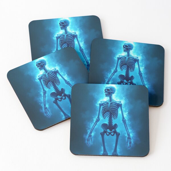 Item preview, Ghostly Skeleton With Blue Spirit Aura – Dark Energy Artwork designed and sold by OhmAuraArt.