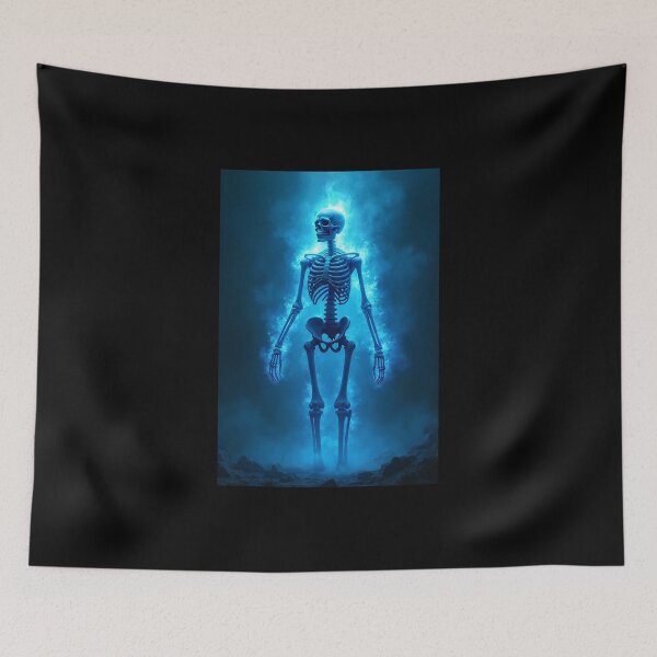 Item preview, Ghostly Skeleton With Blue Spirit Aura – Dark Energy Artwork designed and sold by OhmAuraArt.