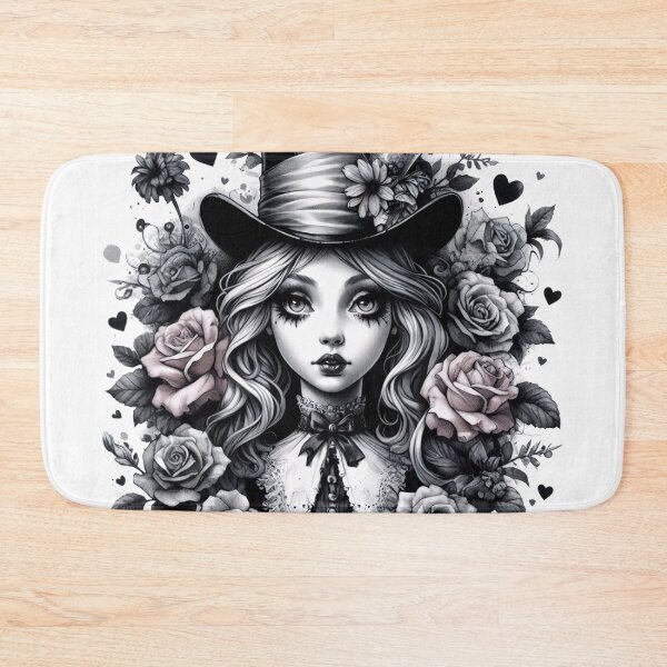 Item preview, Whimsical Goth Alice Dusty Pink & Greyscale Art – Wall Art, T-Shirt Design & Printed Items designed and sold by ChuChiDesign.
