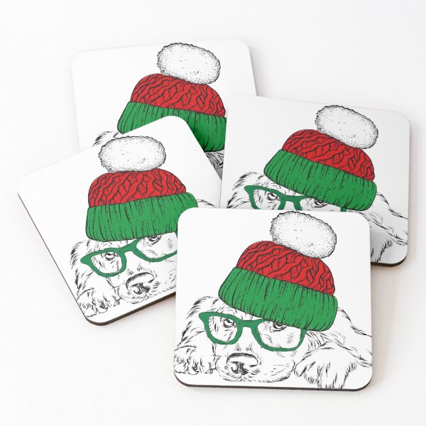Item preview, Christmas Dog in Beanie and Glasses - Hipster Holiday Puppy designed and sold by Designnari.