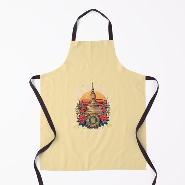 Item preview, Golden Thai Pagoda & Garuda: Majestic Cultural Emblem with Red Roses, Royal Golden Chedi Illustration designed and sold by HimBoo.