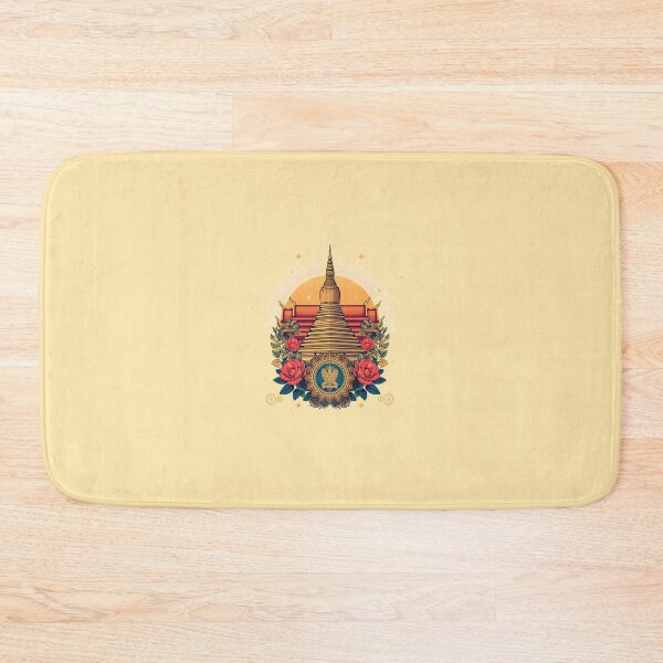 Item preview, Golden Thai Pagoda & Garuda: Majestic Cultural Emblem with Red Roses, Royal Golden Chedi Illustration designed and sold by HimBoo.