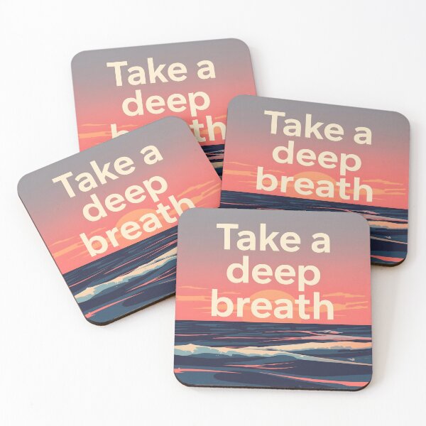 Item preview, Take a Deep Breath – Calm Sunset Ocean Motivational Artwork designed and sold by Mad Giggle.