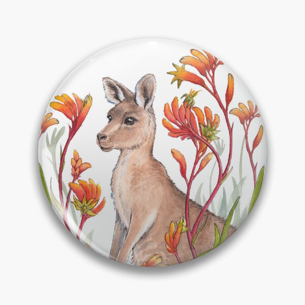 Item preview, Kangaroo with Kangaroo Paw Flowers designed and sold by Nadya Neklioudova.