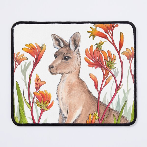 Item preview, Kangaroo with Kangaroo Paw Flowers designed and sold by Nadya Neklioudova.