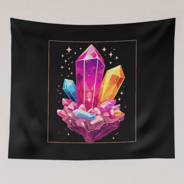 Item preview, Mystical Pop Cartoon Crystals ver 2 – Amethyst, Rose Quartz & Citrine Aura Design designed and sold by CosmicNook1.