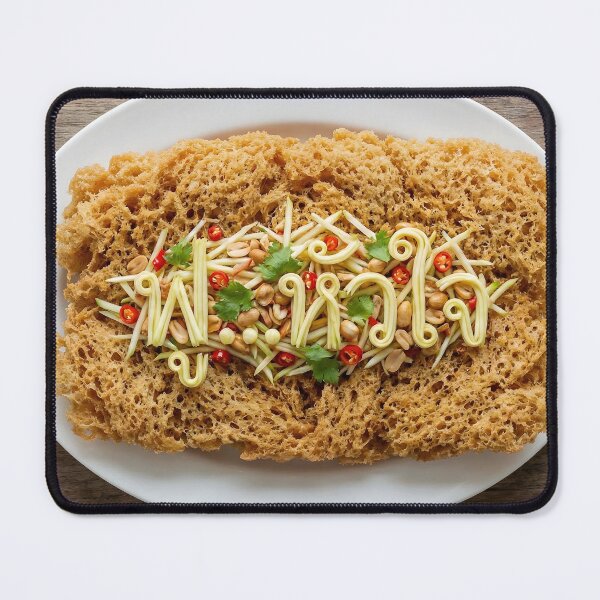 Item preview, Crispy Catfish Salad (Yum Pla Dook Foo) with Spicy Dressing Art designed and sold by mronsunday AI Art Studio.
