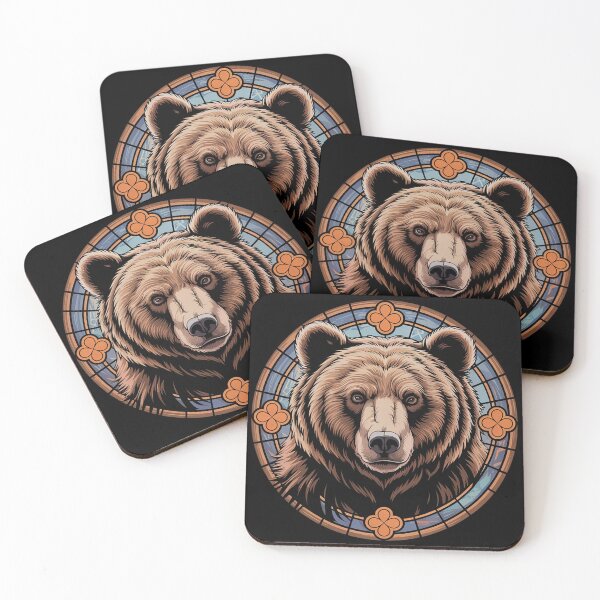 Item preview, Cute Floral Bear Stained Glass Mandala  designed and sold by InspiredFoul.