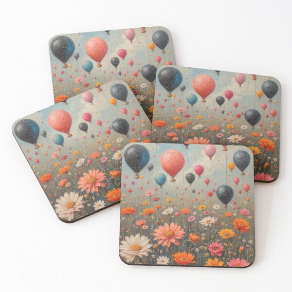 Item preview, A meadow of flowers with colorful balloons in the sky designed and sold by Mianku | Für das Leben.