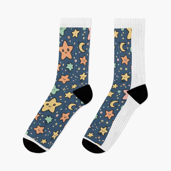 Item preview, Adorable cartoon star pattern with cute smiling faces and cosmic elements for kids decor and creative projects designed and sold by trendyart1112.